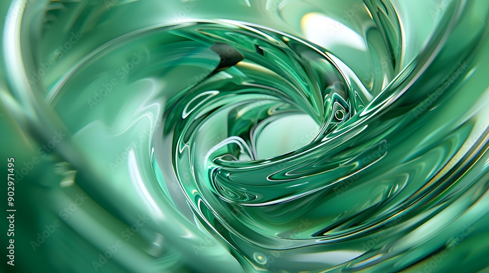 Mesmerizing Swirl of Green Glass Abstract Art Mesmerizing Swirl of Green Glass Abstract Art