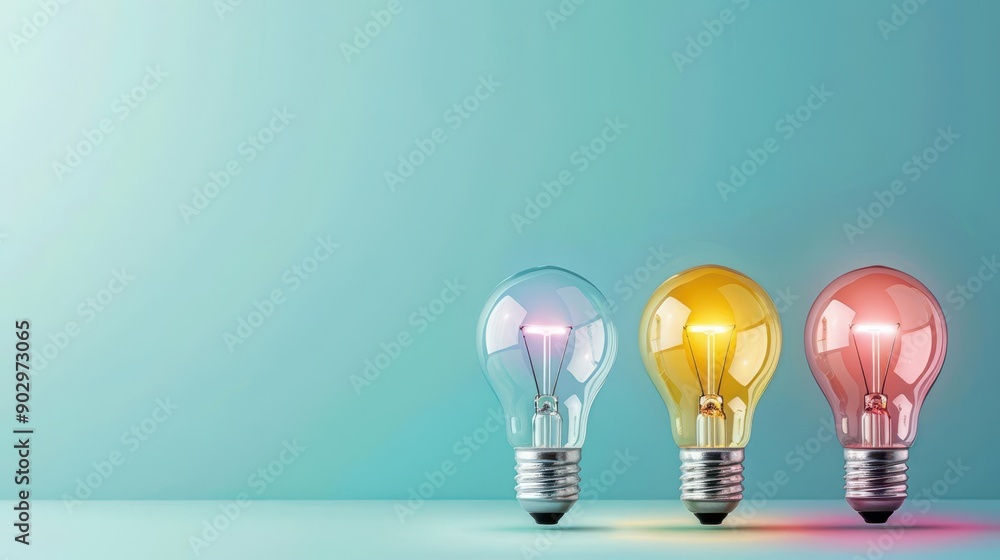 Business meeting with idea generation tools, right-aligned, pastel background, high resolution, Business meeting with idea generation tools, right-aligned, pastel background, high resolution,
