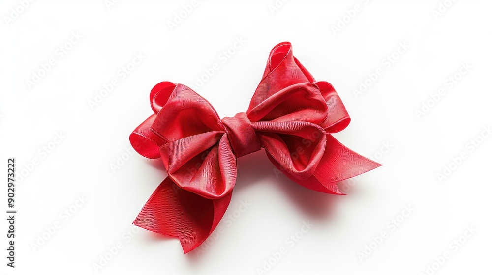 Red Satin Bow on White Background Red Satin Bow on White Background