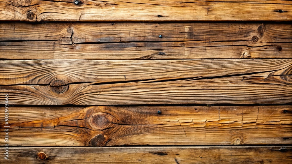 Naklejka premium Weathered wooden planks with natural cracks , rustic, textured, aged, weathered, worn, vintage, distressed, rough, antique