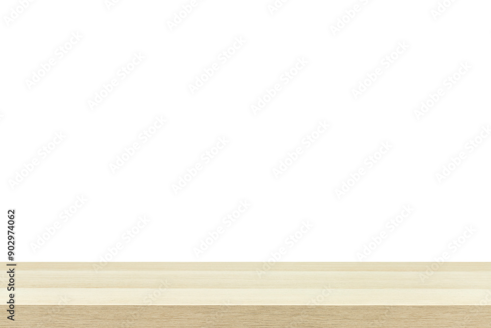 empty wooden table top in foreground isolated on background with clipping path. used for template mock up for display or montage products. showing your objects or mounting. wooden counter.