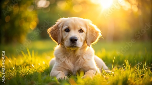 A Golden Retriever Basking in the Sun AI Generated