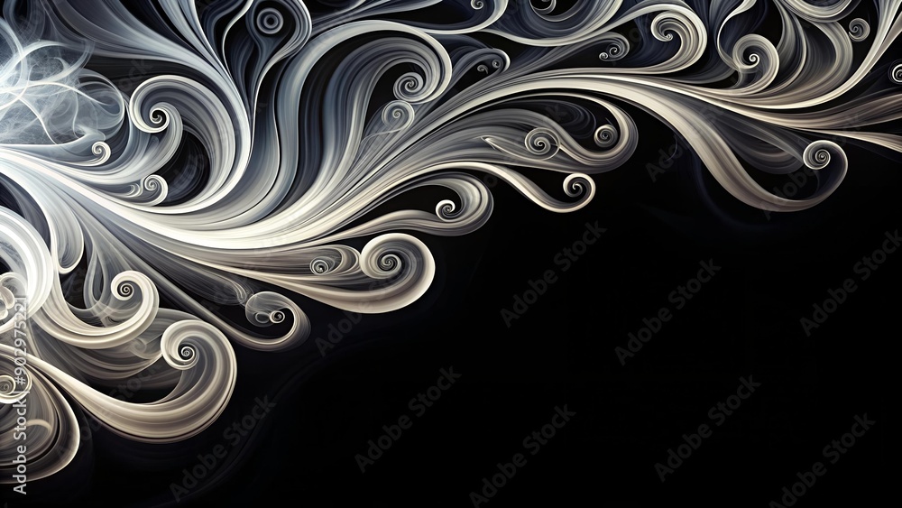 Abstract White Swirls on a Black Background AI generated Abstract White Swirls on a Black Background AI generated