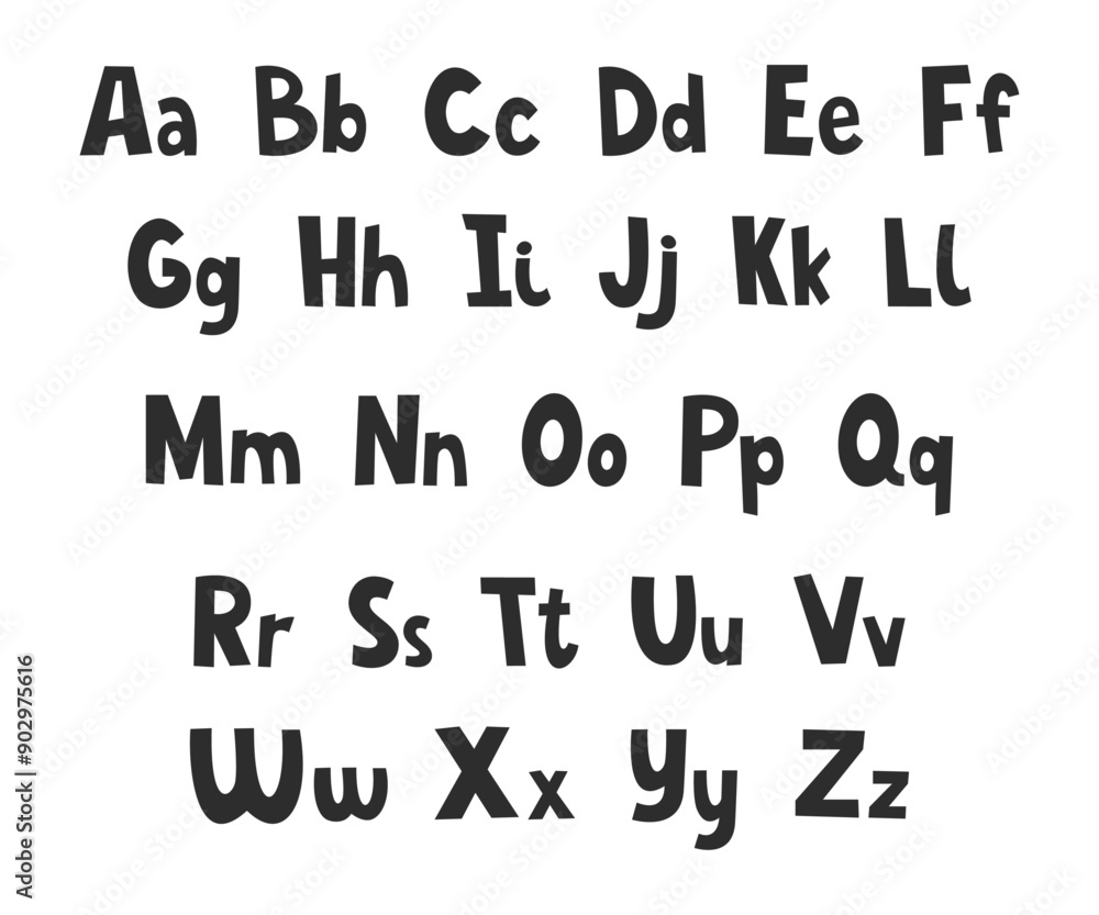 Cute hand drawn font. Vector English alphabet with small and capital letters in children's style. Cute hand drawn font. Vector English alphabet with small and capital letters in children's style.