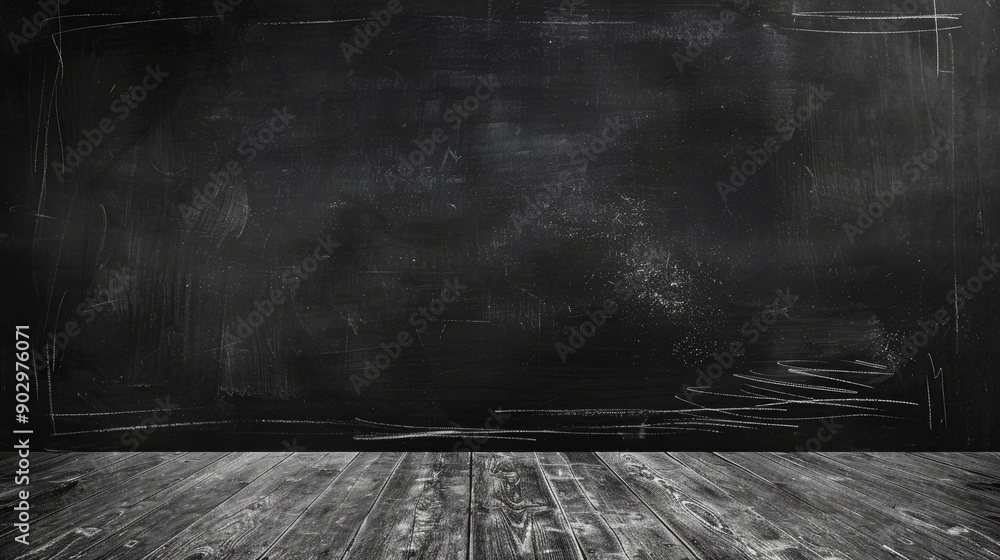 Working place on empty rubbed out on blackboard chalkboard texture background for classroom or wallpaper, add text message, generative ai Working place on empty rubbed out on blackboard chalkboard texture background for classroom or wallpaper, add text message, generative ai