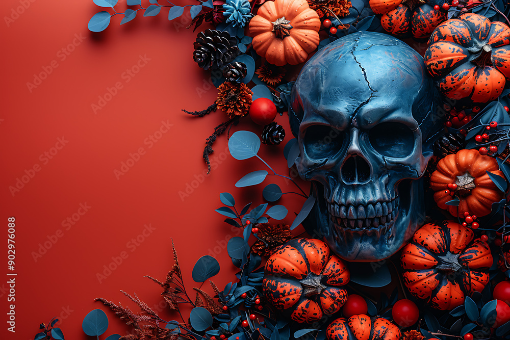An illustration featuring a Halloween-themed frame made up of carved pumpkins, eerie decorations, and spooky elements. This frame can be used to highlight text or other images, creating a festive An illustration featuring a Halloween-themed frame made up of carved pumpkins, eerie decorations, and spooky elements. This frame can be used to highlight text or other images, creating a festive