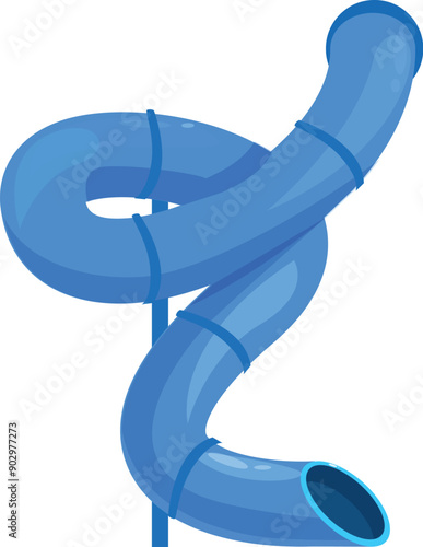 Blue waterpark slide providing fun summer activity at a swimming pool