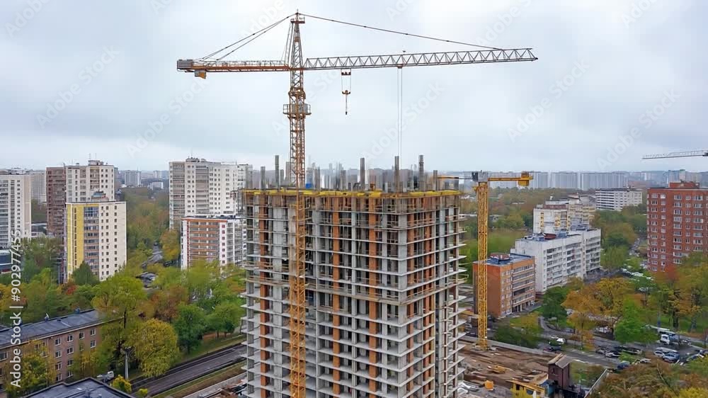 Apartment building using a tower crane Apartment building using a tower crane