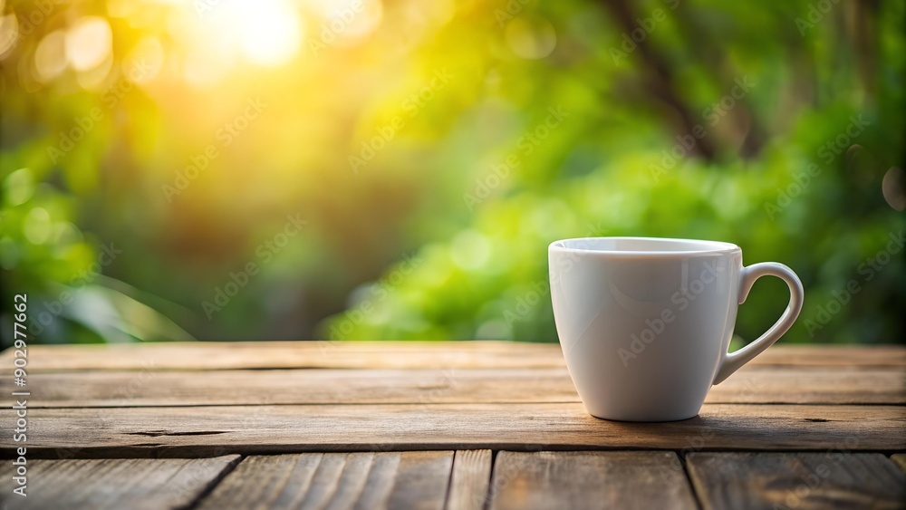 Morning Ritual: A Simple White Mug on Rustic Wood AI generated Morning Ritual: A Simple White Mug on Rustic Wood AI generated