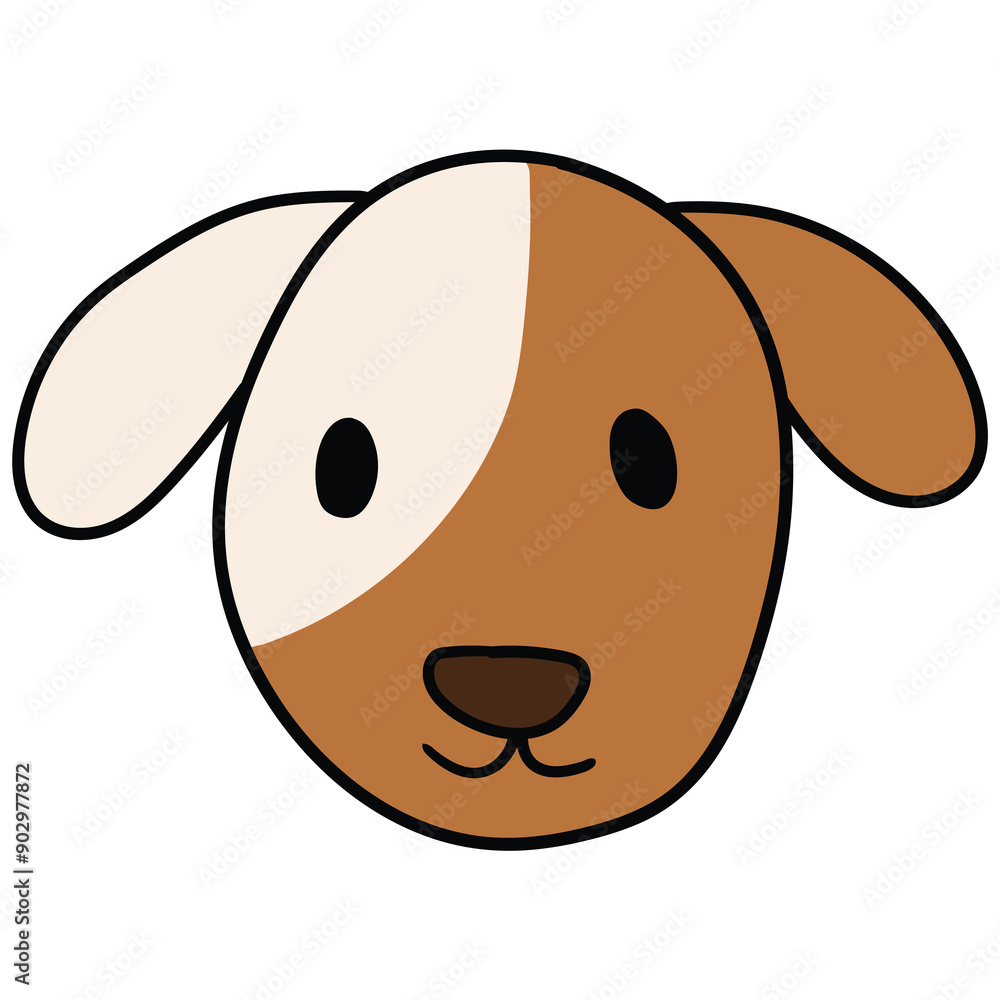 Hand drawn cartoon dog face on white background. Hand drawn cartoon dog face on white background.