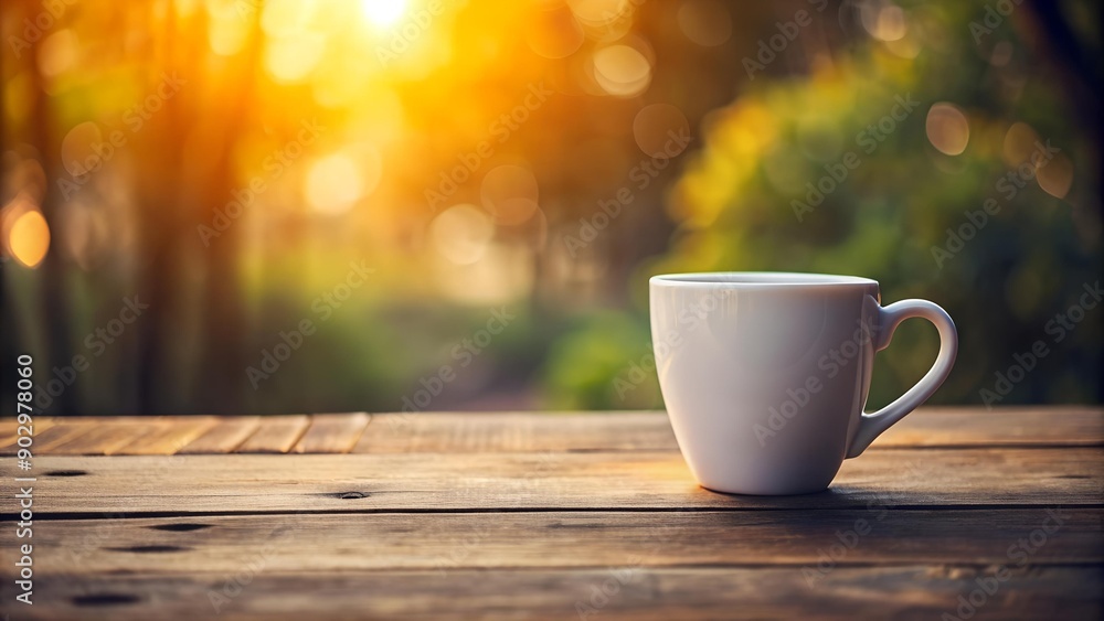 Morning Ritual: A Simple White Mug on Rustic Wood AI Generated Morning Ritual: A Simple White Mug on Rustic Wood AI Generated