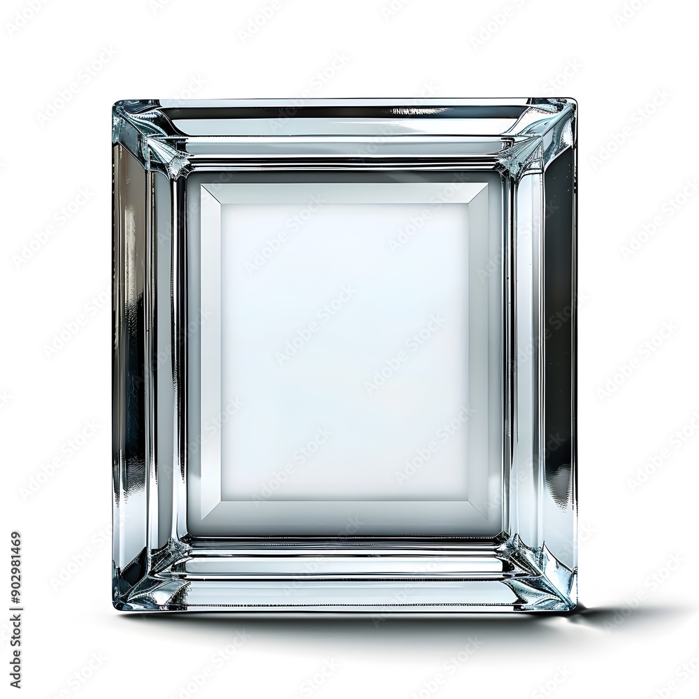Minimalist Transparent Glass Frame Isolated on White Background Minimalist Transparent Glass Frame Isolated on White Background