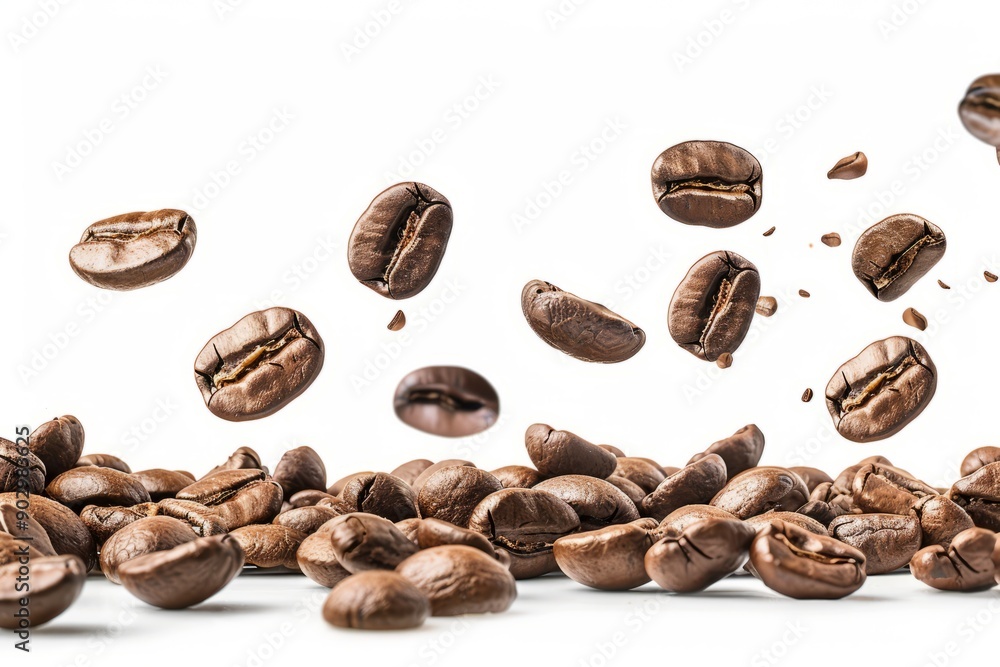 Fresh Coffee Beans Isolated on a White Background, generative ai Fresh Coffee Beans Isolated on a White Background, generative ai
