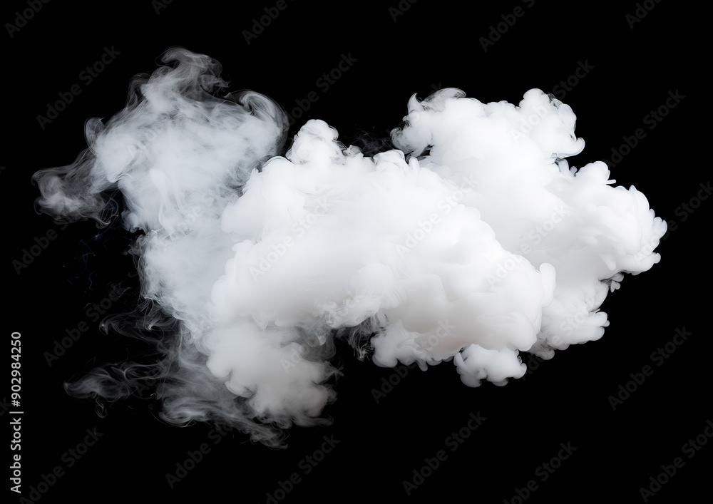 White Smoke Cloud in Motion on Black Background, Isolated on Black Background, Studio Shot White Smoke Cloud in Motion on Black Background, Isolated on Black Background, Studio Shot