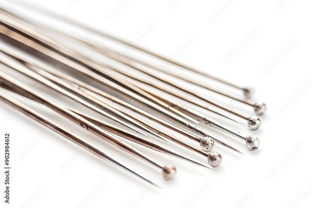 A Collection of Sleek Silver Needles with Rounded Tips A Collection of Sleek Silver Needles with Rounded Tips