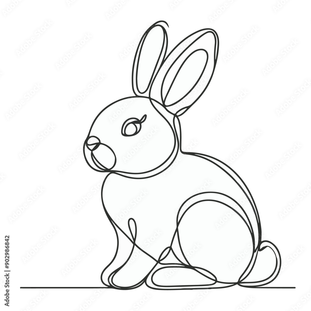 easter single bunny continuous line art, Rabbit line art icon. Abstract outline rabbit easter single bunny continuous line art, Rabbit line art icon. Abstract outline rabbit