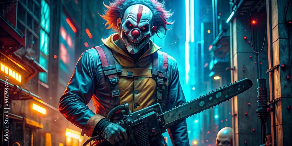 Creepy Clown in Cyberpunk City Creepy Clown in Cyberpunk City