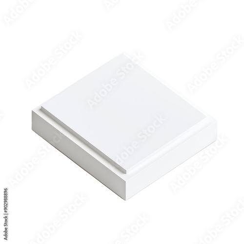 Minimalistic square white box isolated on transparent background. Clean, modern design for packaging, storage, or gifting purposes.