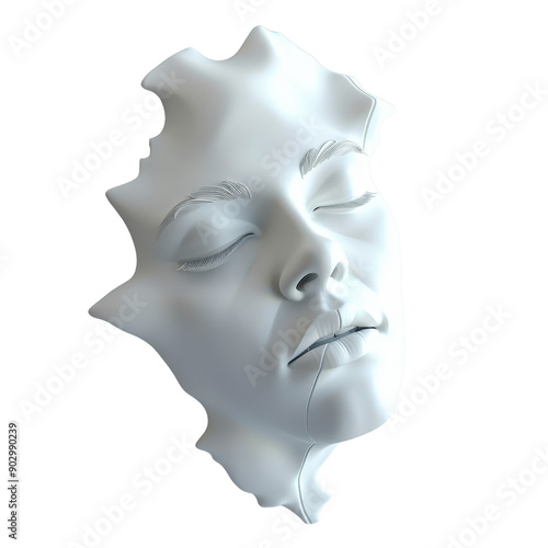 Wallpaper Mural Surreal, serene white face sculpture emerging from a background, creating an ethereal and artistic visual effect. Torontodigital.ca