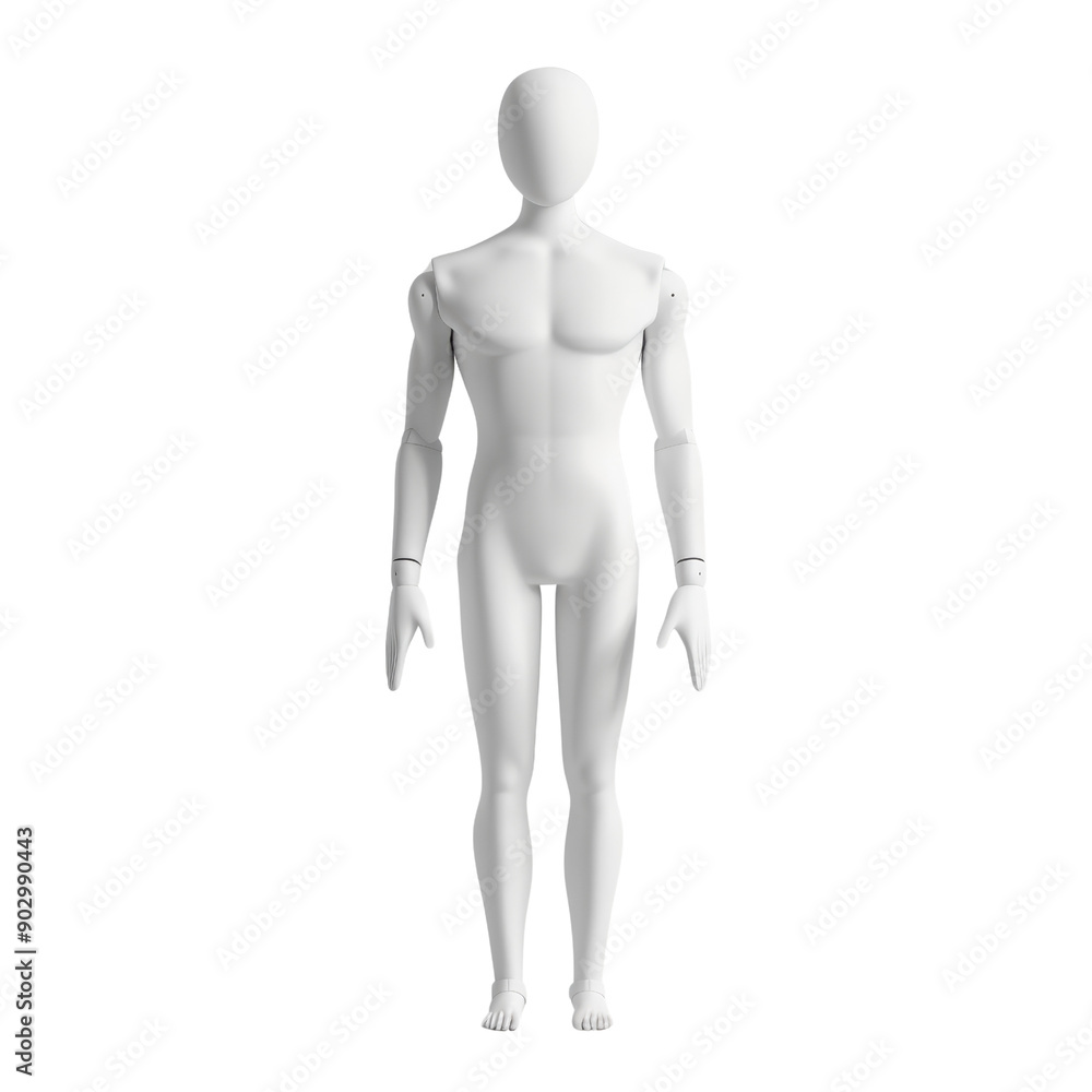 White blank human figure standing upright, ideal for design, art, and educational purposes, highlighting anatomical structure. White blank human figure standing upright, ideal for design, art, and educational purposes, highlighting anatomical structure.