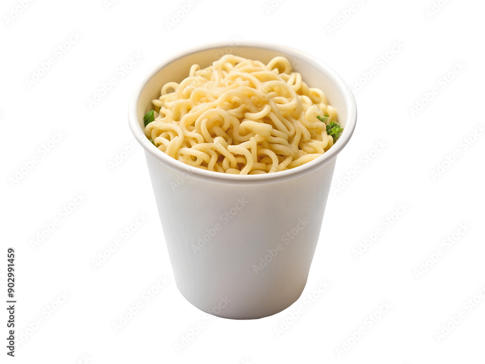 White paper Instant cup noodles on a transparent or white background. front view White paper Instant cup noodles on a transparent or white background. front view