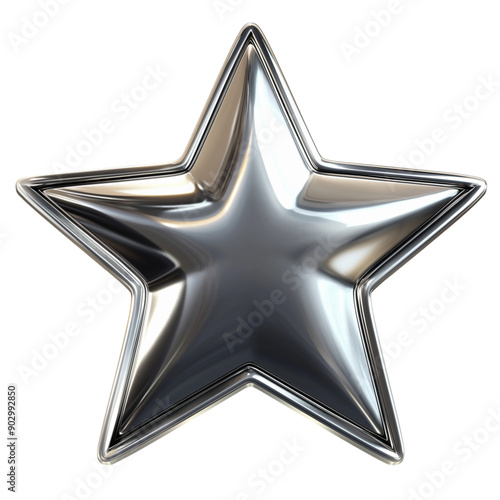 3d silver star with transparent background