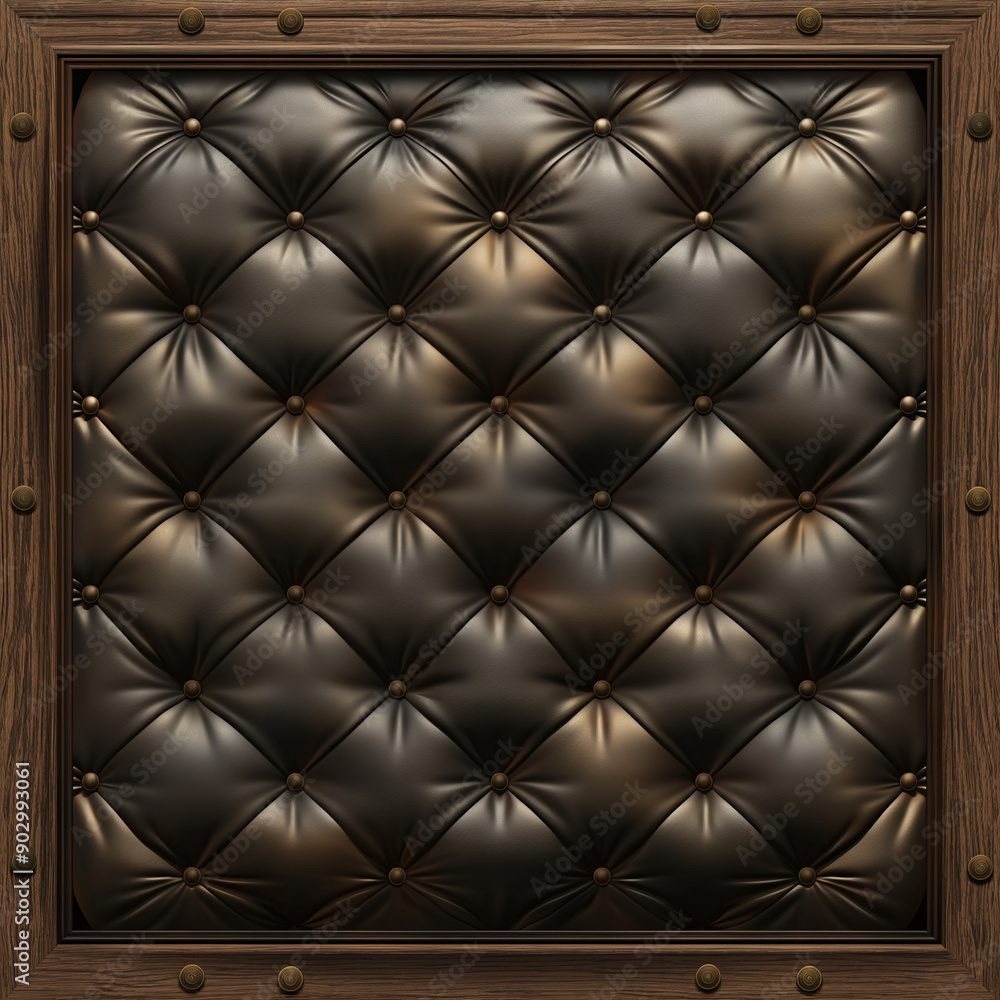 The Leather upholstery in a wooden frame isolation, Illustration The Leather upholstery in a wooden frame isolation, Illustration