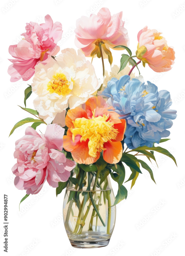 Fototapeta premium PNG Fully bloomed peonies in vase art flower petal.