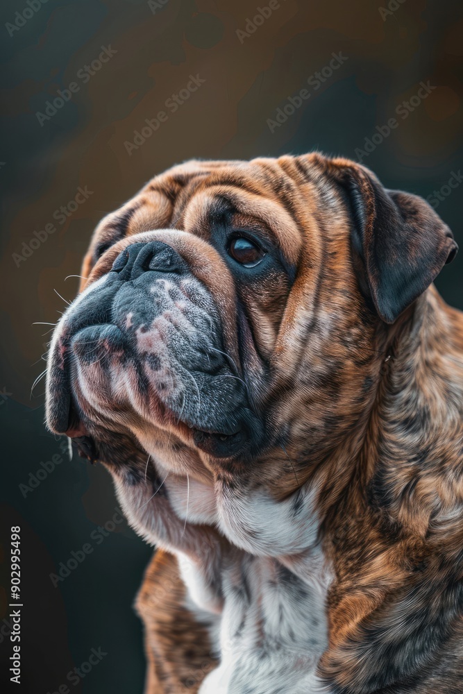 Close-Up Portrait of an English Bulldog