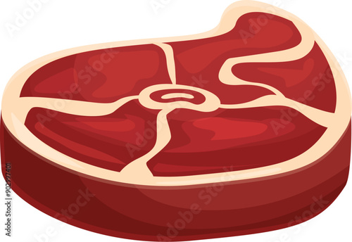 Fresh red meat steak lying isolated on white background representing concept of butchery and protein rich food