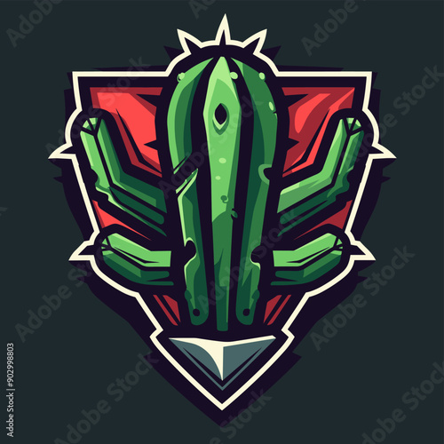 Cactus vector mascot logo design with modern illustration concept style for badge, emblem and tshirt printing. Cactus illustration for sport and esport team logotype. Cactus sticker