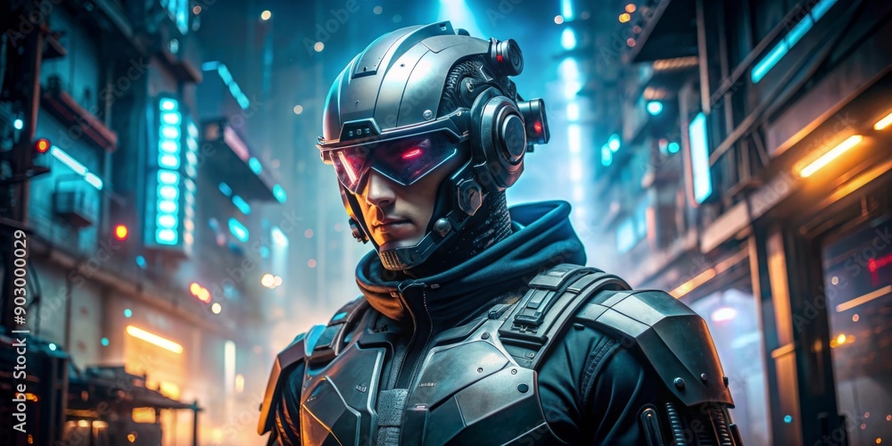 Cyberpunk Soldier in a Futuristic City Cyberpunk Soldier in a Futuristic City