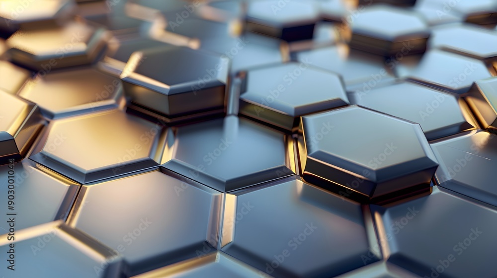 geometric background of tessellated hexagons with metallic finishes and reflective surfaces geometric background of tessellated hexagons with metallic finishes and reflective surfaces