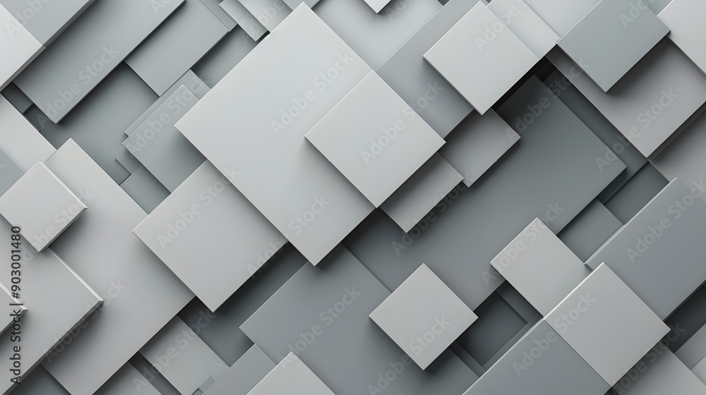 An elegant 3D geometric background with overlapping squares in shades of gray and white An elegant 3D geometric background with overlapping squares in shades of gray and white