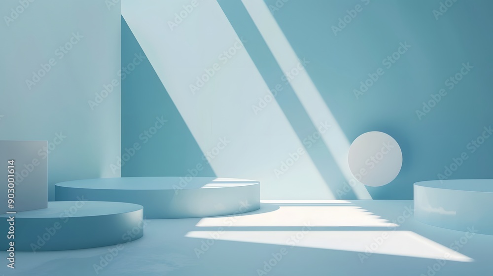 Minimalist geometric background with floating geometric shapes casting soft shadows Minimalist geometric background with floating geometric shapes casting soft shadows