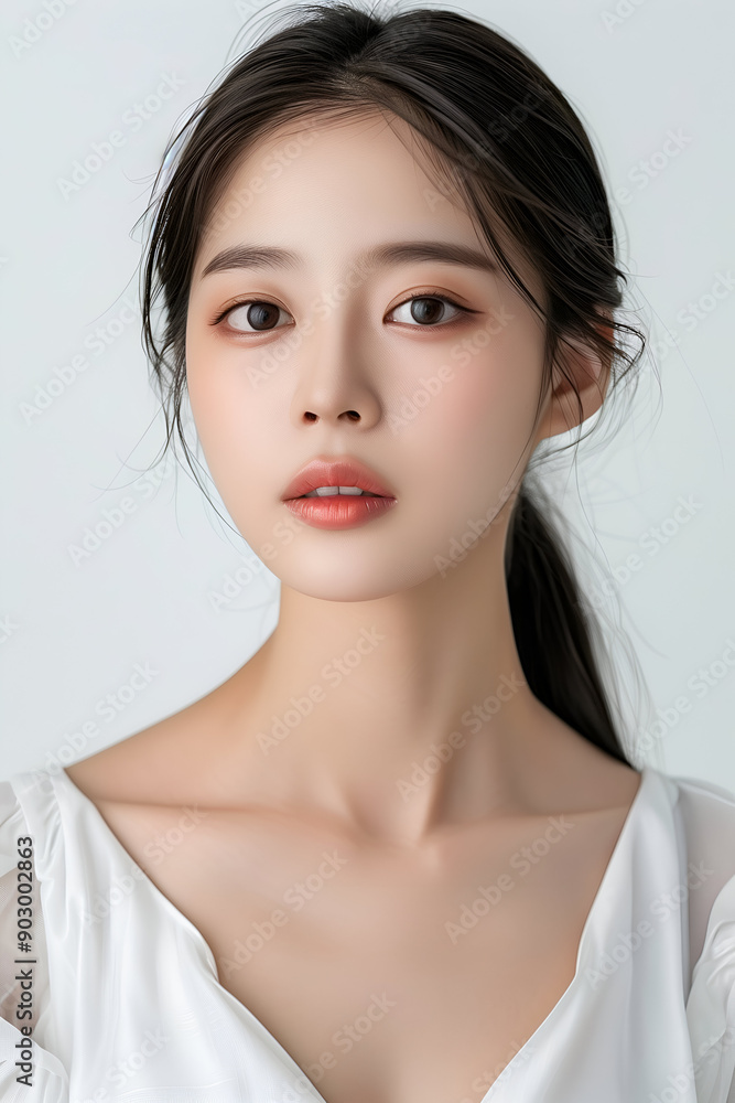 High Resolution Portrait of a Young Woman with Clear Skin and Natural Makeup High Resolution Portrait of a Young Woman with Clear Skin and Natural Makeup