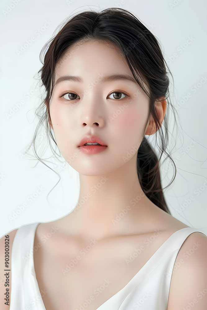 High Resolution Portrait of a Young Woman with Clear Skin and Natural Makeup High Resolution Portrait of a Young Woman with Clear Skin and Natural Makeup