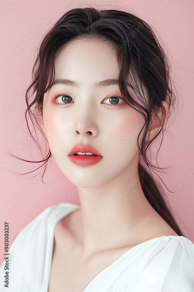High Resolution Portrait of a Young Woman with Clear Skin and Natural Makeup High Resolution Portrait of a Young Woman with Clear Skin and Natural Makeup
