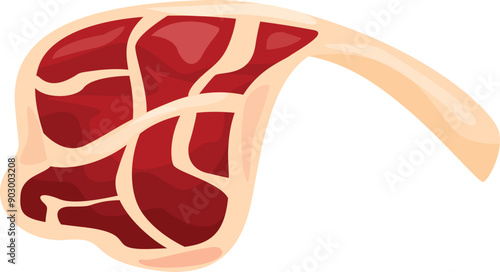 Fresh red meat chop with bone in, showing marbling detail
