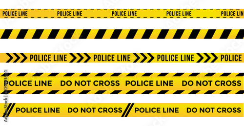 Warning yellow black tapes. under construction background. Barrier tapes for danger zones. Danger ribbon set