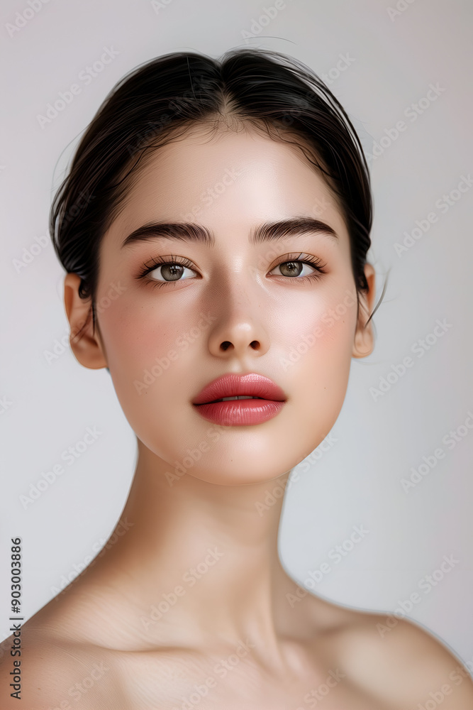 High Resolution Portrait of a Young Woman with Clear Skin and Natural Makeup High Resolution Portrait of a Young Woman with Clear Skin and Natural Makeup