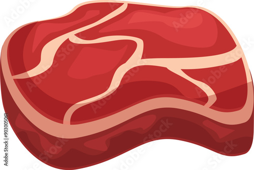 Raw beef steak isolated on white background showing marbling