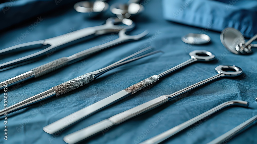 Fototapeta premium professional depiction of a thyroid surgery setting, with medical staff in action and surgical tools prepared, highlighting the precision and care involved in thyroid procedures.
