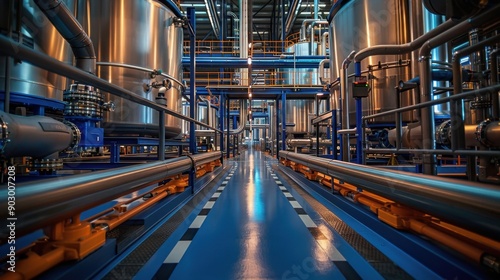 Wallpaper Mural Modern interior of a hydrogen processing plant with large storage tanks and intricate piping systems, highlighting advanced technology. Torontodigital.ca