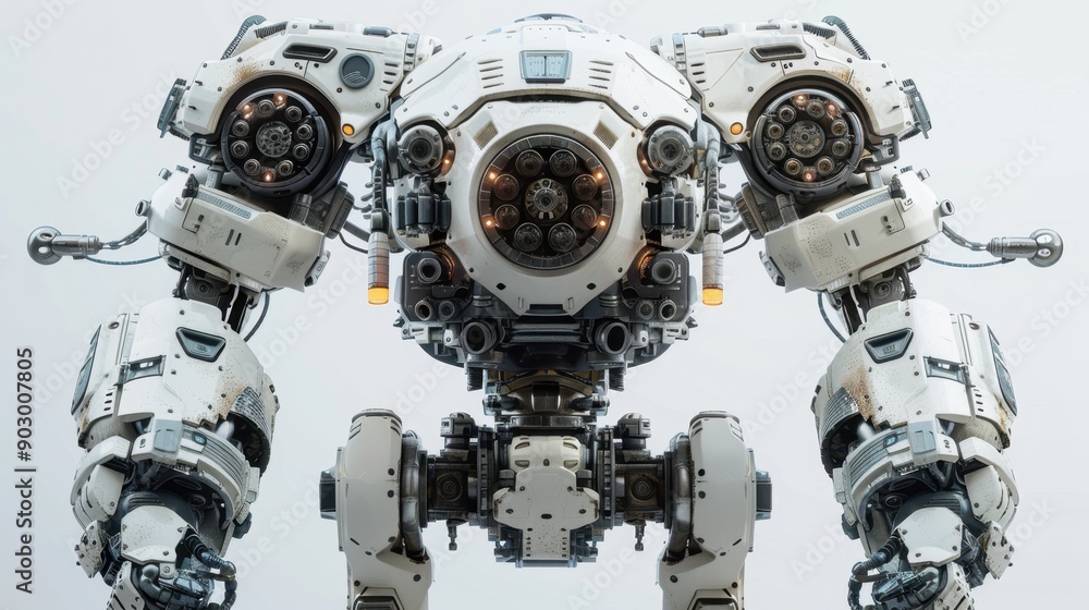 Mech Warrior figure on a white or transparent background, emphasizing its detailed design and futuristic appearance. Mech Warrior figure on a white or transparent background, emphasizing its detailed design and futuristic appearance.