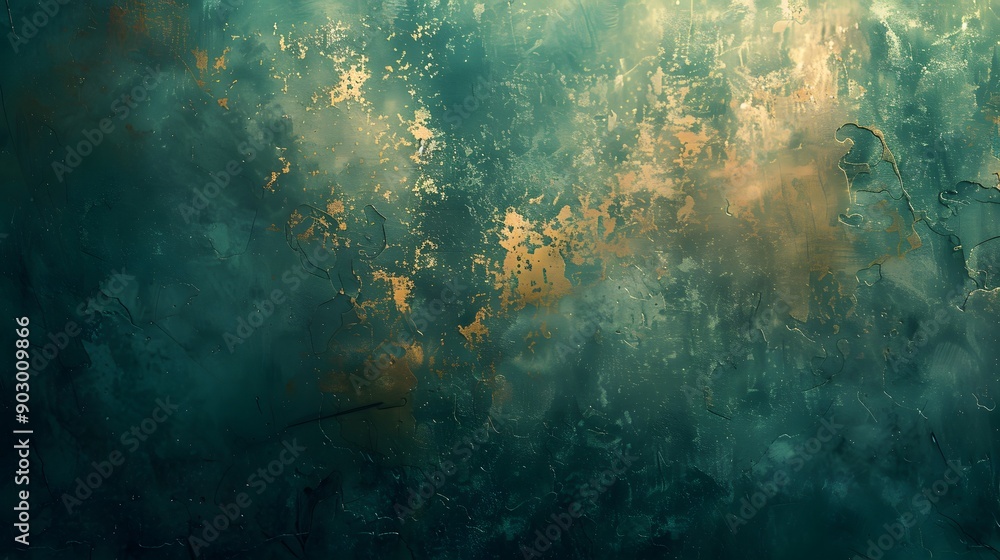 Obraz premium Abstract Textured Background with Shades of Teal and Gold
