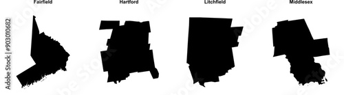 Fairfield, Hartford, Litchfield, Middlesex outline maps