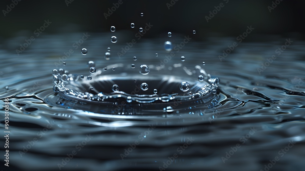 Captivating Splash: A Close-Up of Water Droplets Creating Ripples