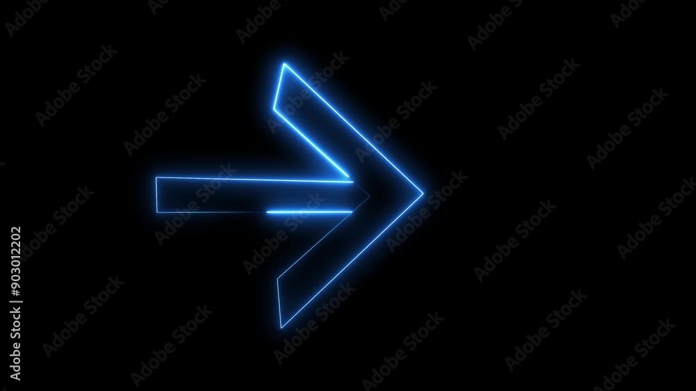arrow blue color animation icon saber video on black background. arrow blue color animation icon saber video on black background.