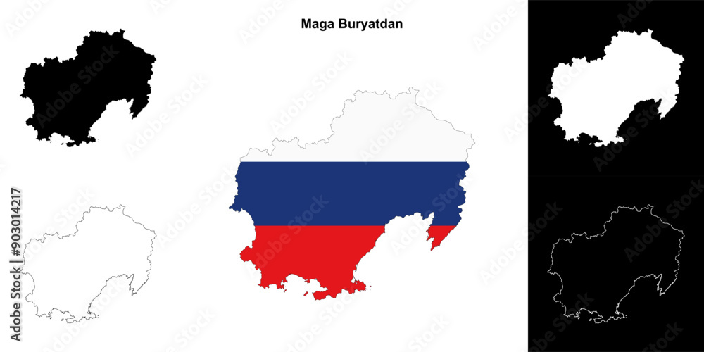 Obraz premium Maga Buryatdan blank outline map set